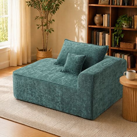 Canapé chaiselongue sans montage chenille verte OKMYHOME (1/5)