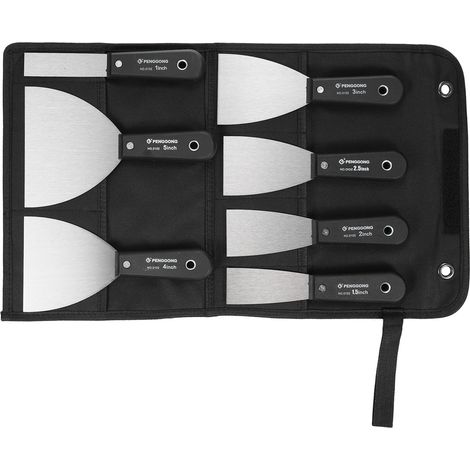 PENGGONG Set de Couteaux à Enduire 7 PCS (1/1,5/2/2,5/3/4/5 pouces) Lames en Acier Carbone Grattoirs pour Placo Enduit Décollage Papier Peint Raccordement et Peinture