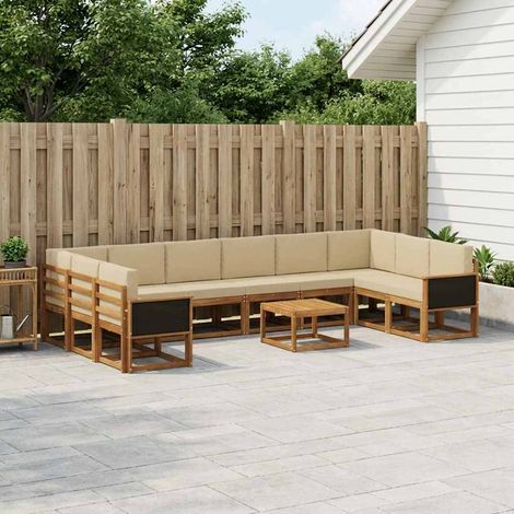 vidaXL Outdoor-Sofagarnitur 11 pcs Natur und Beige Massivholz Akazie (1/5)