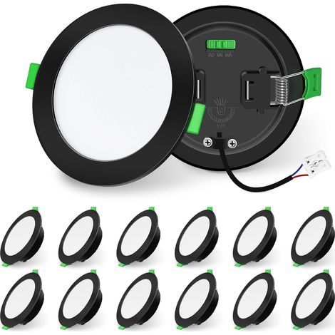 LIGHTING Noir Spot LED Encastrable Dimmable 10W 1050lm Haute Luminosité, Extra Plat Spots de Plafond, 3000K 4000K 6500K Réglable Blanc Chaud Nature Froid Spot Salle de Bain IP44, Lot de 6 (1/5)