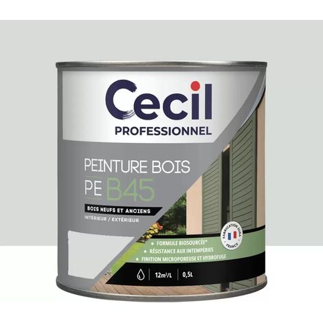 Peinture Bois Acrylique Cécil Professionnel PEB45 Gris clair mat 0,5 L (1/2)