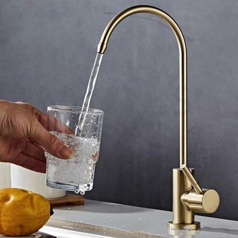 Robinet d'eau potable, robinet de filtre purificateur d'eau potable direct d'évier de cuisine en acier inoxydable (or) (SKU produit : 96606106 SKU Offre : mkh25.7.10-13) (1/4)