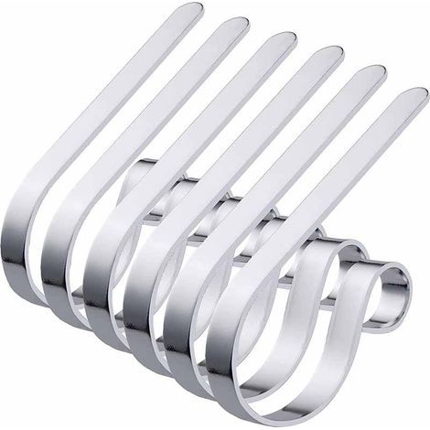 6pcs 12 x 6.5cm Crochets pour Bas de Noël, Alliage Crochet à supports Chaussettes bas noël métal argen pour Accrocher des Chaussettes Sacs à Main Une (Argent) (1/4)