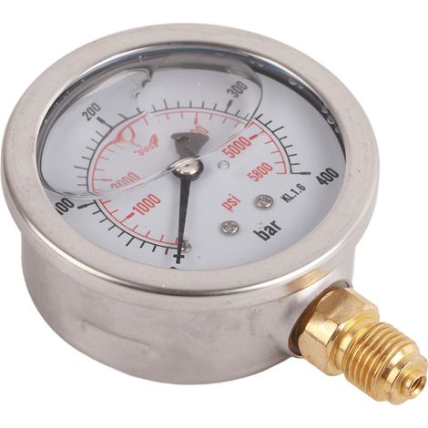 Raccord de Contrôle Hydraulique M16x2-BSP1/4 avec Manomètre 0-400 Bars (6000 PSI), Flexible 1,5 m (1/4)