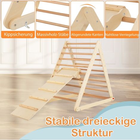 Échelle d'escalade en bois avec rampe pour maternelle ou maison - naturel (1/5)
