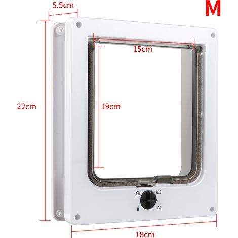 FENOPLASTICAChatière étanche avec verrouillage rotatif à 4 positions pour chats et petits chiens, facile à installer et à utiliser, version améliorée (1/4)