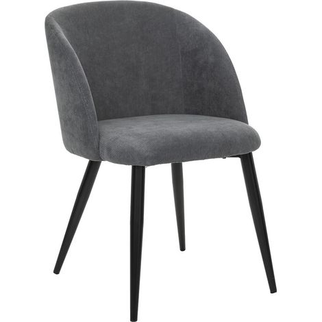 Atmosphera – Fauteuil en velours côtelé gris galet – Pieds en métal noir – Hauteur d'assise 48,5 cm – Pour intérieur cosy et élégant (1/5)