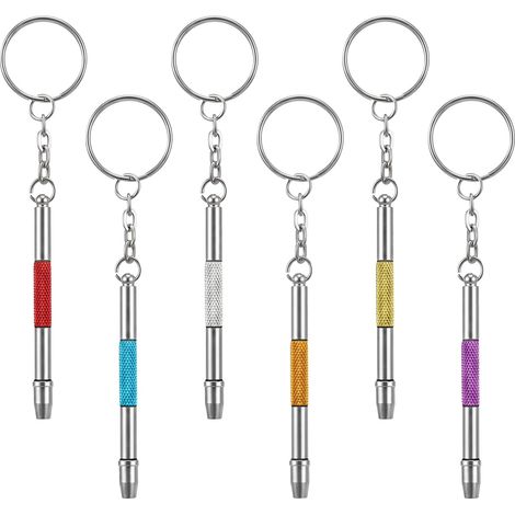 Lot de 6 mini tournevis pour lunettes, 4 en 1, petits outils pour lunettes avec porte-clés, tournevis portable, réparation de lunettes, bijoux, montres (1/5)