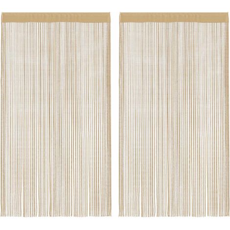 Rideaux à fils, 2 pièces, 100 x 250 cm, beige