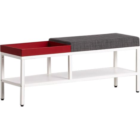 BANCO ZAPATERO CON ALMACENAJE DE ACERO LAMINADO 100x41x30cm Color Blanco - SpazioLuzio