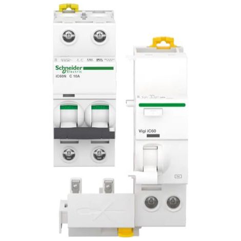 Schneider Electric blocco differenziale QuickVigi iC60 2P 25A 30mA AC + Interruttore magnetotermico iC60N 2P C 10A 6000A
