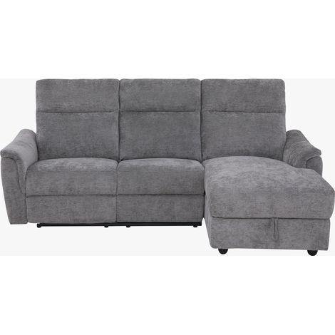 ORION Canapé d'angle relax électrique avec coffre en tissu gris - Angle droit (1/5)