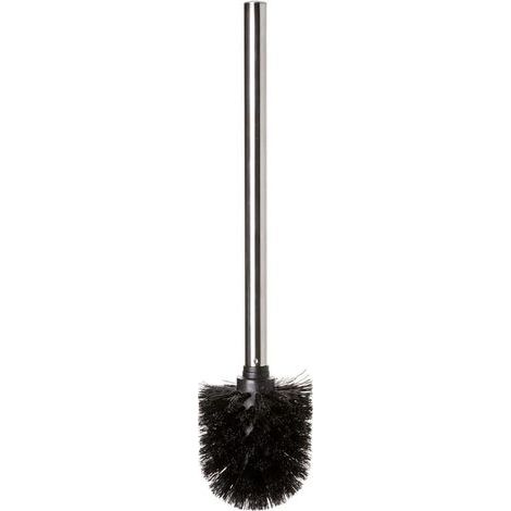 1 - Brosse WC - Acier Inoxydable - Manche Ergonomique - Nettoyage Profond des Recoins - Pour Salle De Bain - Noir - 8x8x35cm