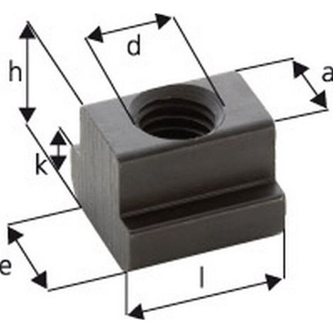 Ecrou pour rainures en T, d x rainure en T : M6 x 8, Cote a 7,7 mm, Cote e 13 mm, Cote h : 10 mm, Cote k : 6 mm (1/5)