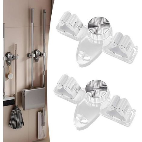Broom Holder Mop Hanger,No Drill Suction Cup Mop and Broom Organizer,Space Saving Adjustable Rack Removable Mop Clip (1/5)