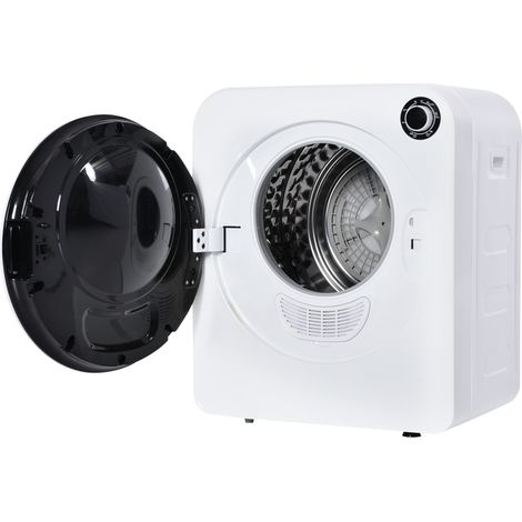 Mini Sèche-linge à Évacuation 3kg Compact 830W, Sèche-linge Mural Silencieux Tambour Acier Inoxydable 5 Programmes pour Petit Appartement Blanc