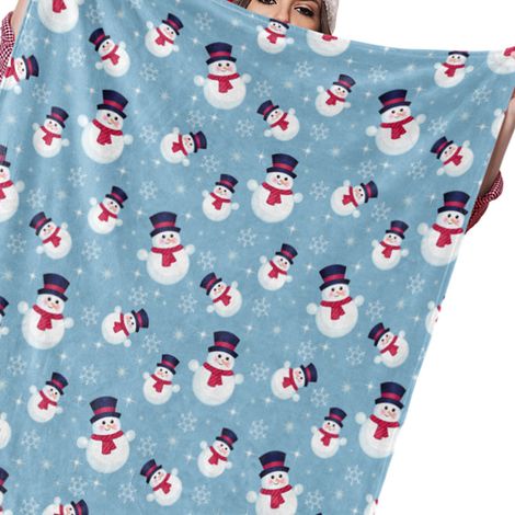 Plaid de Noël motif bonhomme de neige doux respirant lavable en machine 100x120cm