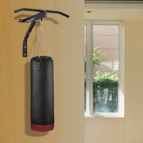 Support mural pour sac de frappe, support pour sac de frappe/sac de sable, capacité de charge, acier, noir, 93 x 47 x 51 cm (1/5)
