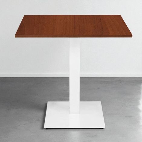Tavolo bar ristorante 80x80 cm base bianca piano laminato Noce H 75 (1/3)