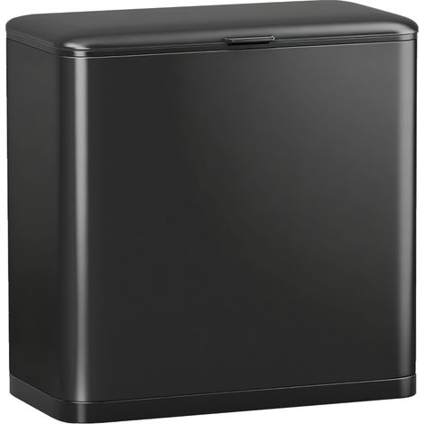 CHICFURN Cubo de basura 8 L 29,7 x 17,4 x 30 cm de acero inoxidable negro (1/5)