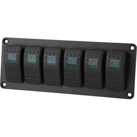 Panneau de 6 interrupteurs à bascule 12-24V pour camping-car, bateau, yacht, marin, LED vert (1/5)