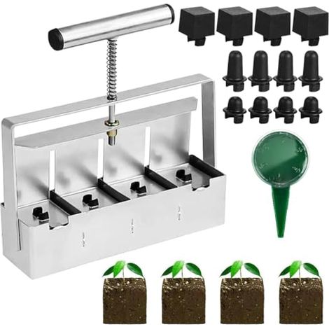 Blocage de sol manuel - 5 x 5 cm - Pour 4 blocs de sol - Avec semoir - Bouchon en plastique interchangeable pour plantation (1/5)