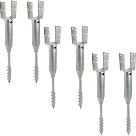 6x U-Profil Bodenhülse zum Einschrauben 10x10 cm 86,5 cm lang feuerverzinkt für Vierkanthölzer 100mm
