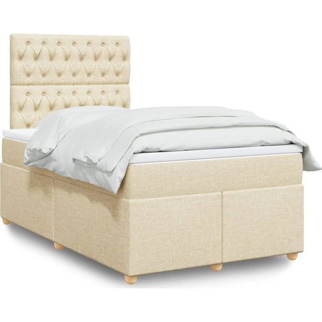 Boxspringbett mit Matratze Creme 120x190 cm Stoff vidaXL