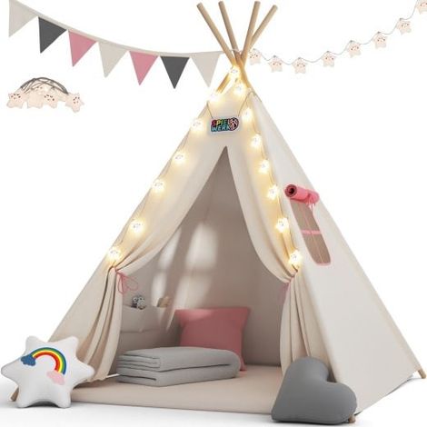 Jouet Tipi avec tapis rose pour enfants Jeu de jardin ou de chambre d'enfant (1/5)