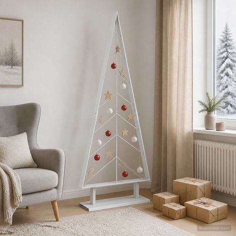 Sapin de Noël en métal avec support KUOPIO 125 cm Acier Blanc (1/5)