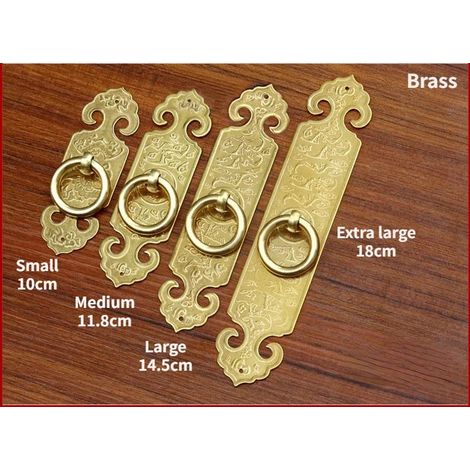 (Laiton - Petit - 10 cm - 1 pièce) Nouvelles poignées de meubles de style chinois, poignées anneaux en bronze vintage pour armoires et tiroirs, poignées de bibliothèque et de cave à vin (1/5)