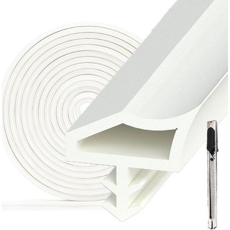 De Shayne - Burlete para puertas - Aislamiento acústico - Fácil instalación - Blanco - Tira de goma - Ideal para puertas y ventanas - 5 metros (1/5)