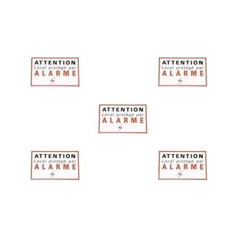 Pack 5 Pièces d’Etiquettes Signalisation Adhésive - Sticker Alarme Sécurité, Autocollant Dissuasif, Protection Dissuasive