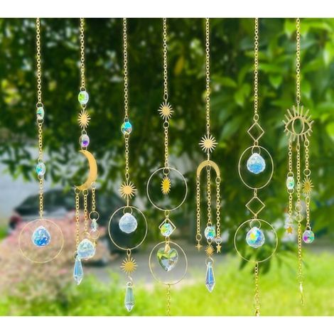 Lot de 7 attrape-soleil à prisme en cristal pour fenêtre d'intérieur, idéal pour la maison et le jardin, à Noël. (1/5)
