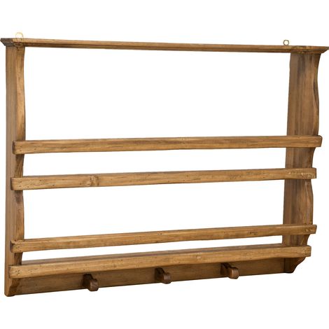 Solid linden wood country plate-rack L85XD15XH65 CM. MADE IN ITALY