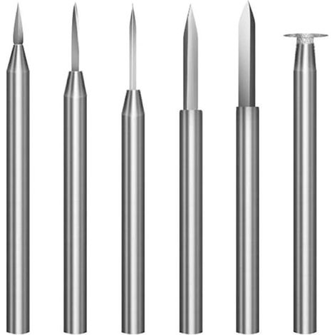 Set di 6 punte per intaglio del legno per utensile rotante Dremel - Accessori per trapano per incisione - Utensile per levigatura del legno con gambo da 3 mm
