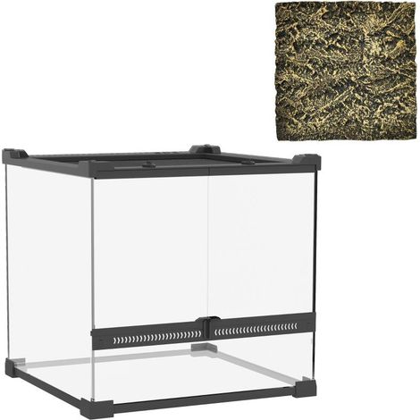 Terrarium en verre pour reptiles, base surélevée et étanche, verrouillage par bouton-poussoir Ce produit est fabriqué av