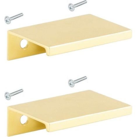 Poignée de meuble 2x acier doré brossé 116mm – Entraxe 96mm – À visser – Design extra plat pour cuisine et salle de bain (1/2)