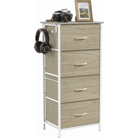 HOMCOM Fabric Chest of Drawers, 4 Drawer Dresser for Bedroom, Natural Wood (1/5)