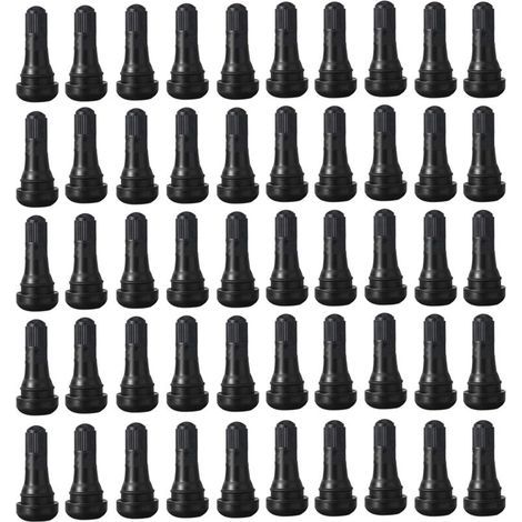 Lot de 50 valves de pneu tubeless TR413 avec bouchon, valves pour pneus de voiture tubeless, valves TR413 pour route froide incluses, noires (1/5)