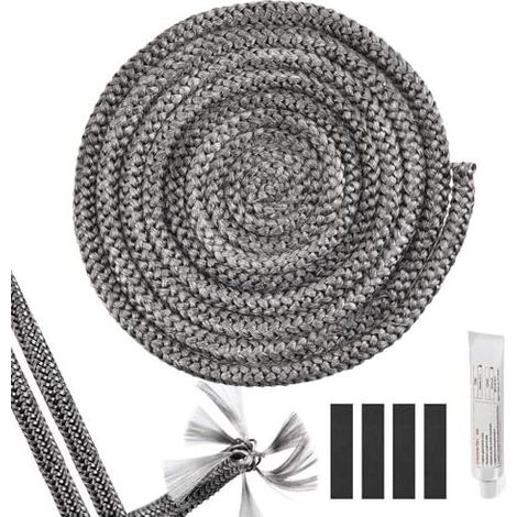 1 morceau de cordon d'étanchéité pour poêle, 12 mm x 3 m, ruban d'étanchéité pour poêles à bois, ignifugé. Fourni avec 4 morceaux de ruban haute température. (1/5)