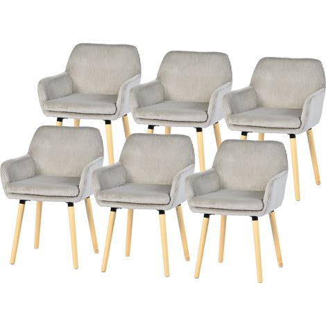 Lot de 6 chaises de salle à manger velours côtelé scandinave, ELIA (1/5)