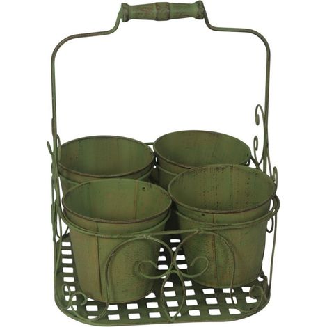 4 Decorative Basket Pot Holder - L25 x W25 x H30 cm - Green