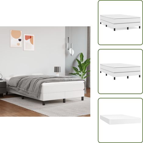 Cama de muelles ensacados - vidaXL Cama box spring con colchón cuero sintético blanco 120x200 cm - Protector de colchón
