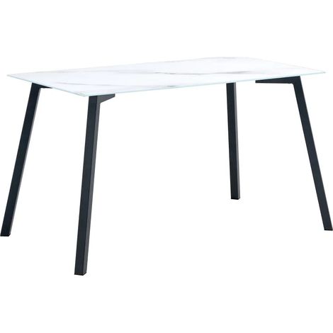 Table à manger MIRAGE en verre marbre blanc (1/2)
