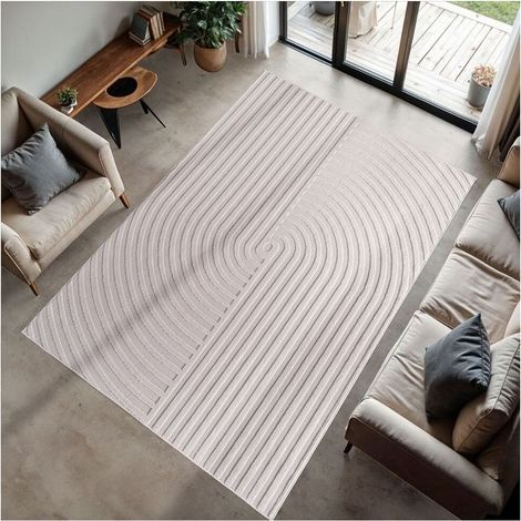 Tapis effet 3D design crème relief Hugues Crème 120x170 (1/5)