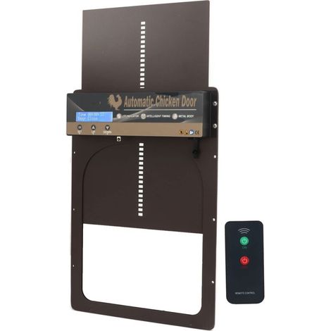 3-in-1 automatic chicken coop door with light sensor, timer, and remote control. Electric chicken coop for safe and secure rearing. EU plug 100-240V. (1/5)