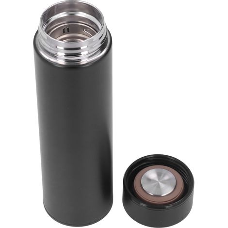 Gerade, isolierte Wasserflasche, Edelstahl 304, schwarz, mit Tee-Einsatz, ohne Temperaturanzeige (1/5)