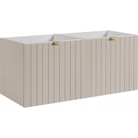 Meuble sous double vasque suspendu HARMO 100 cm Façade rainuré cachemire semi-mat (1/5)
