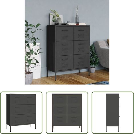 vidaXL Schubladen - Schubladenschrank Anthrazit 80x35x101,5 cm Stahl (1/5)